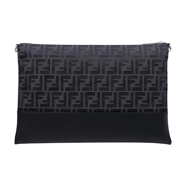 FENDI Leather Clutch Trumpets Men's Black-2