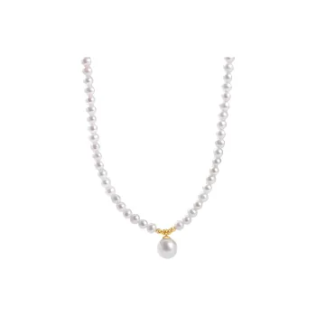 LAISHENTONGLING Freshwater Pearl Necklaces Women's White/Gold