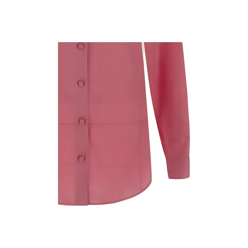 GUCCI Satin Long Sleeve Blouse Pink-4