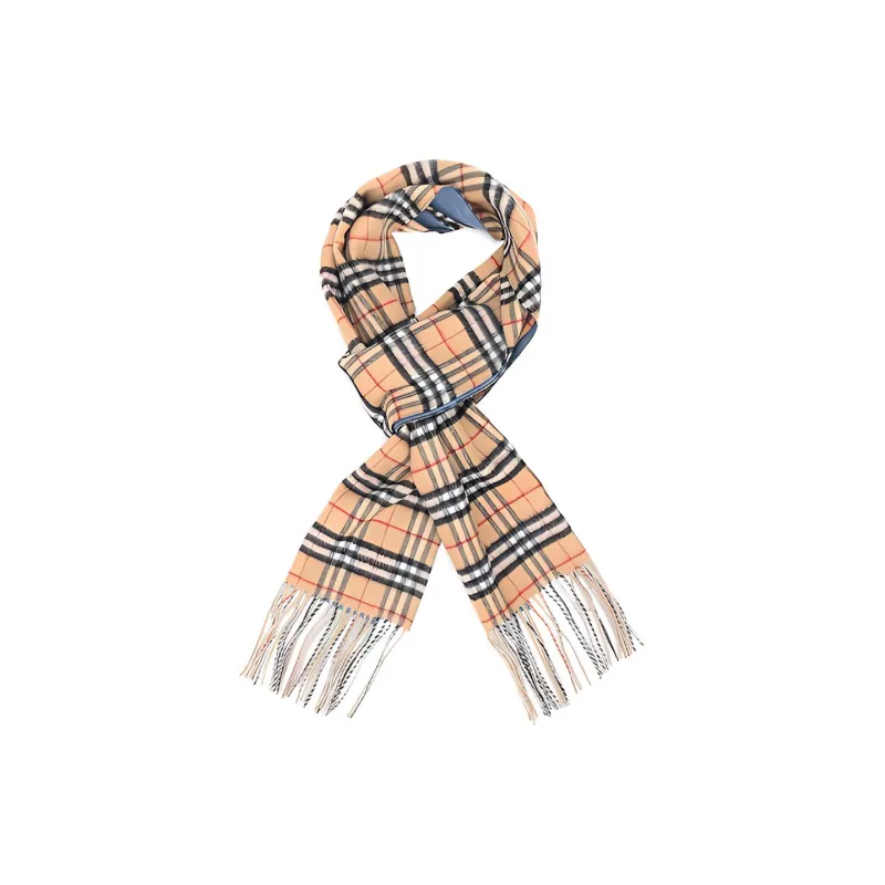 Burberry VINTAGE Knit Scarves Men Stone Blue Plaid-0