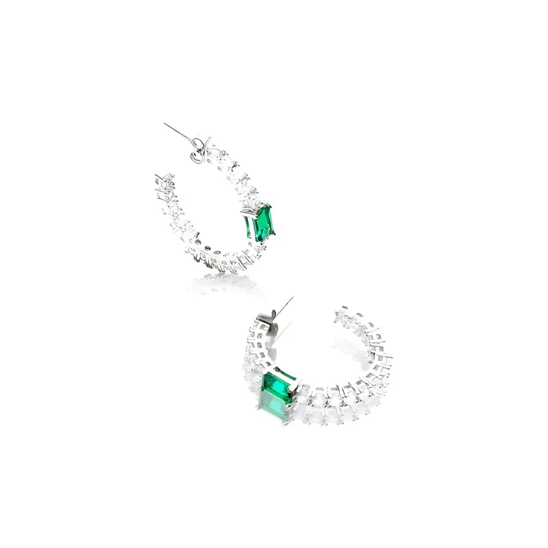 CHIARA FERRAGNI Brass Zircon Earrings Women's Green-0