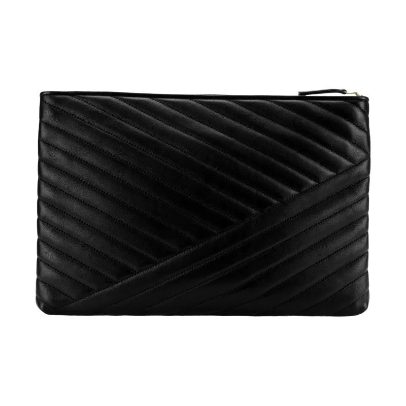 TORY BURCH Kira Sheepskin Clutch Regular Women's Black-2