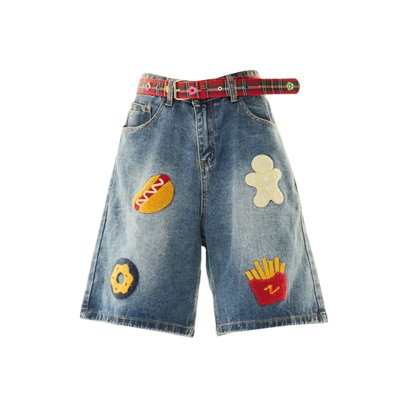 TESTUNG Classic Denim Shorts Unisex Dark Blue Tone-29
