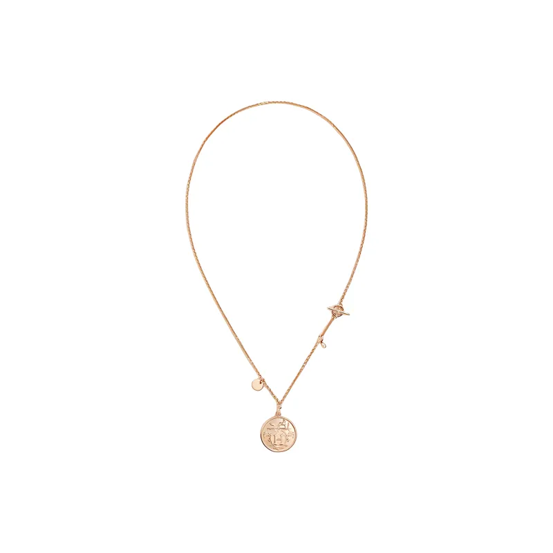 HERMES 18K Rose Gold Diamonds Necklaces Unisex Rose Gold-1