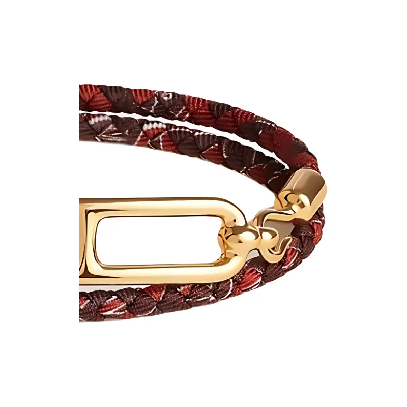 HERMES Gold-Plated Silk Bracelets Women's Red-2