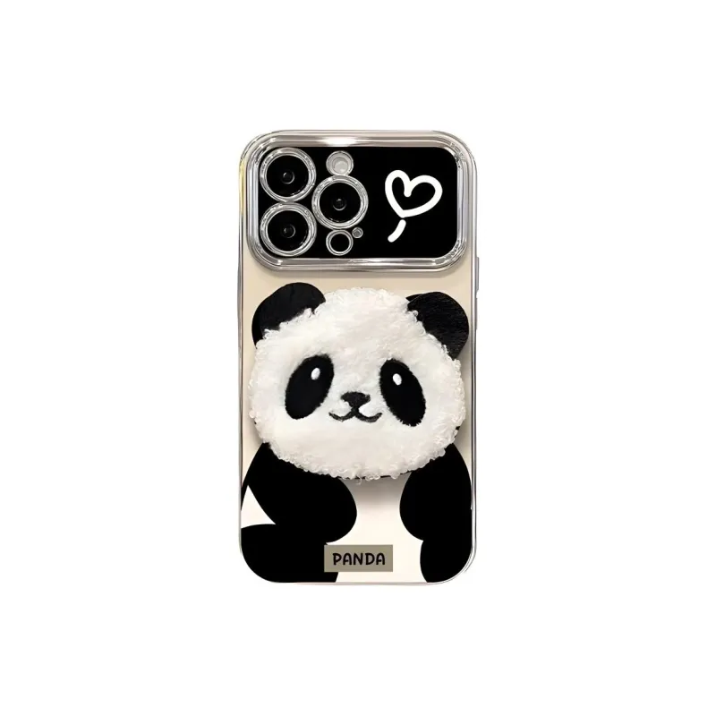 Sopi TPU Material Electroplated Large Window Panda Phone Cases Compatible With IPhone 16/15 Pro Max/Apple 13/14 Pro/Max-3
