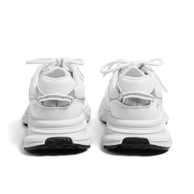 HUANQIU Anti Slip And Wear Resistant Height Increasing Low Top Chunky Sneakers Women's White Silver-5