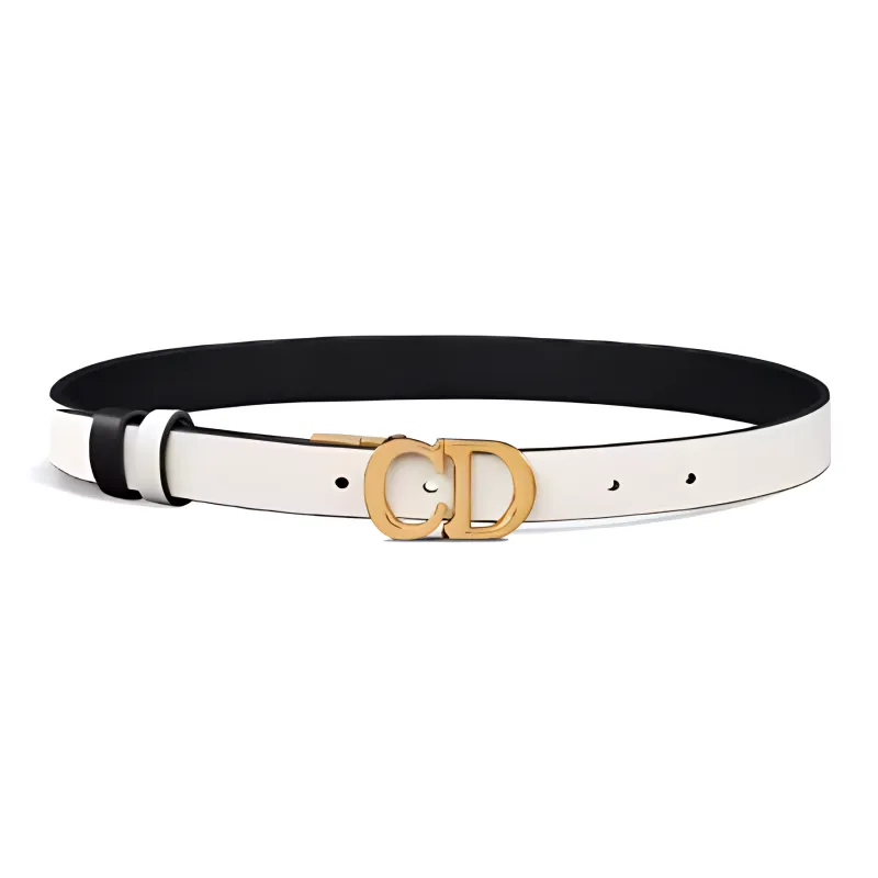 DIOR Horse Saddle CD Belt With Smooth Buckle Leather Belts Women's Black Width  2CM-2