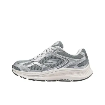 Skechers Women's GO Series Cushioning, Breathable, And Resilient Design Low Top Running Shoes Women's Silver Green