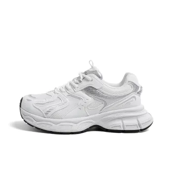 HUANQIU Anti Slip And Wear Resistant Height Increasing Low Top Chunky Sneakers Women's White Silver