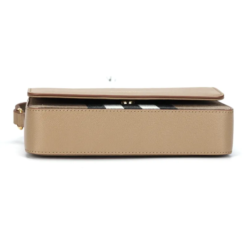 Burberry Calfskin Shoulder Bag, Crossbody Bag Women's Beige-3