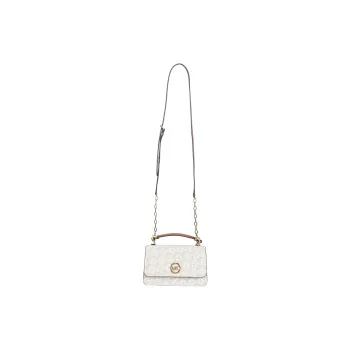 MICHAEL KORS Delancey Canvas With Leather Shoulder Bag, Crossbody Bag, Handbag Small Size Women's Ecru