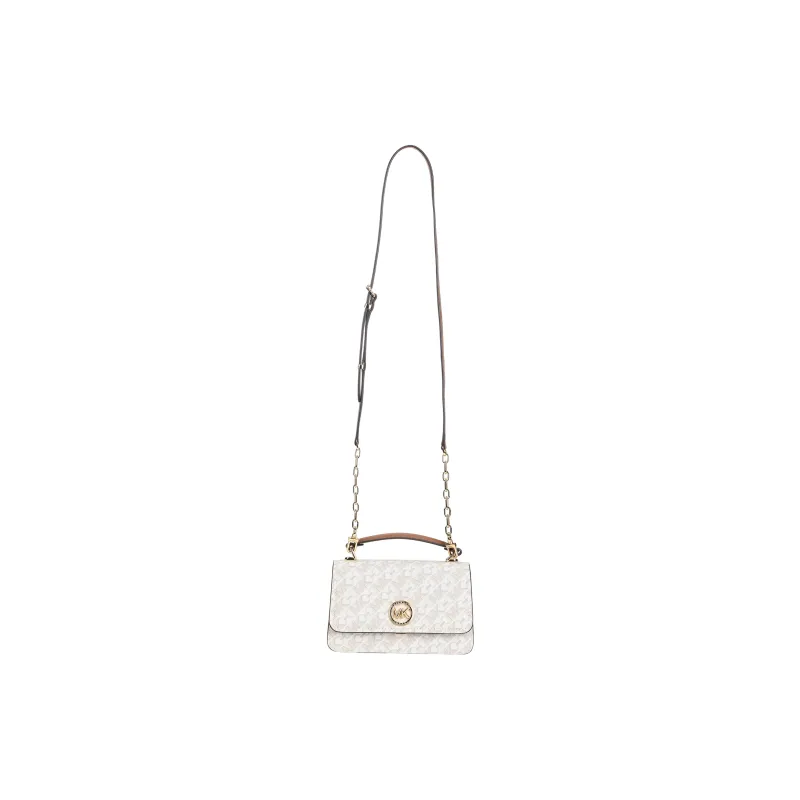 MICHAEL KORS Delancey Canvas With Leather Shoulder Bag, Crossbody Bag, Handbag Small Size Women's Ecru-0