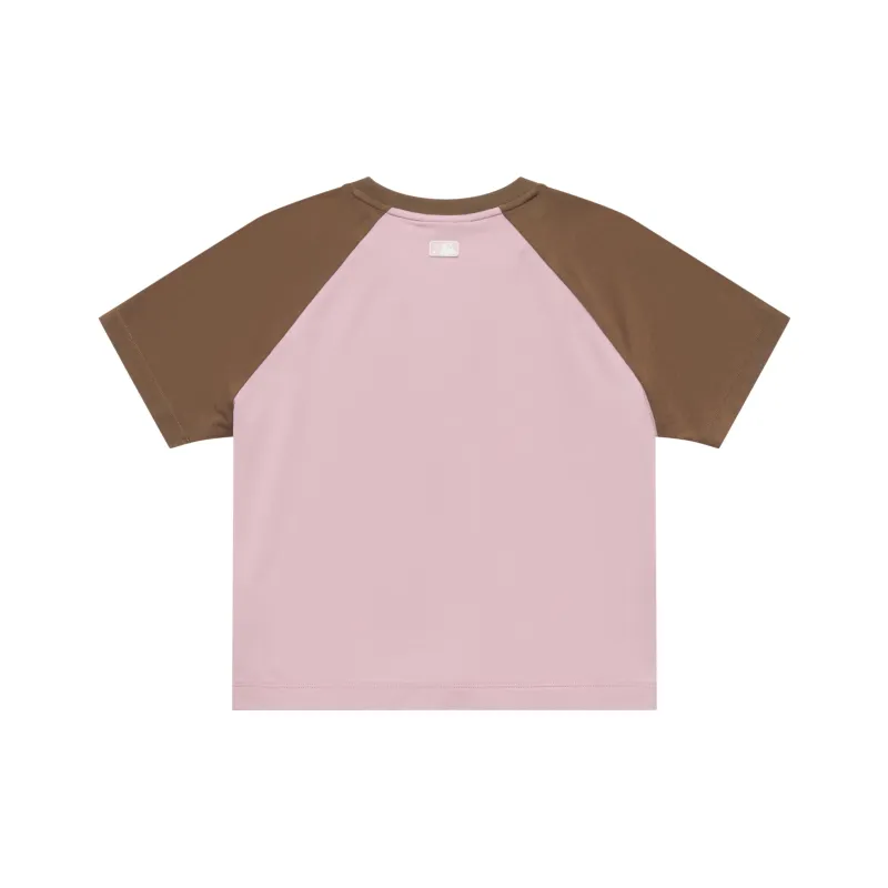 MLB Preppy Style Collection Boston Red Sox SS25 Raglan Sleeve T Shirt Women's Pink-1