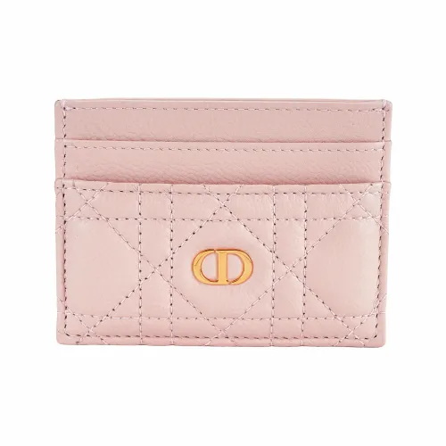 DIOR Caro Soft Cow Leather Card Clip Card Holder Women's Rouge Pink