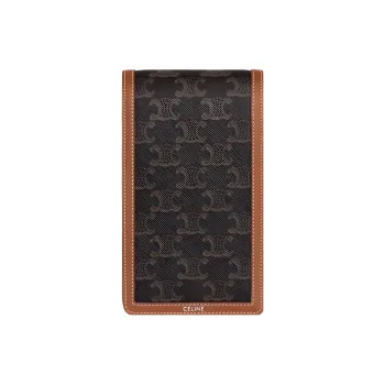 CELINE Cow Leather Binding Card Holder Men's Tawny