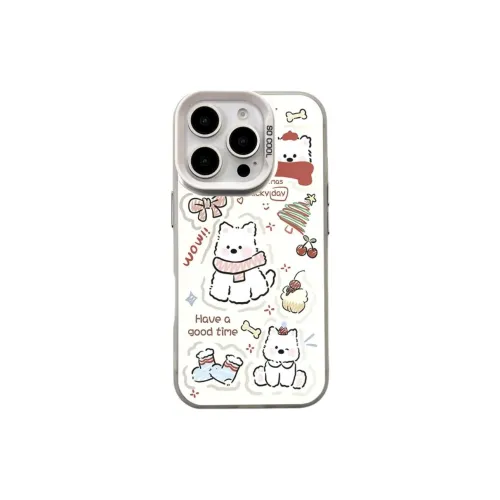 Wei Xin Acrylic Material Matte Scarf Puppy Phone Cases Compatible With IPhone 16/15 Pro Max/Apple 13/14 Pro/Max
