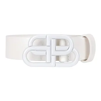 Balenciaga Genuine Leather Leather Belts Women's White Width: 3CM