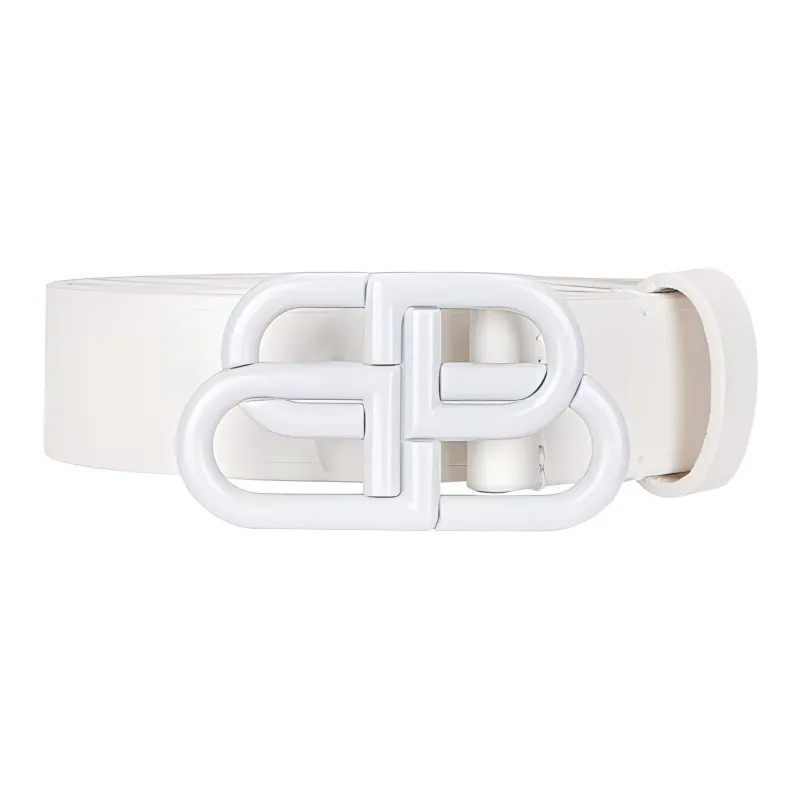 Balenciaga Genuine Leather Leather Belts Women's White Width: 3CM-0