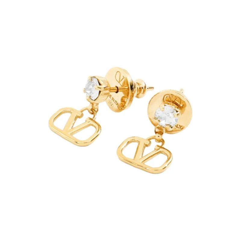 Valentino Brass, Crystal Earrings Unisex Gold-0
