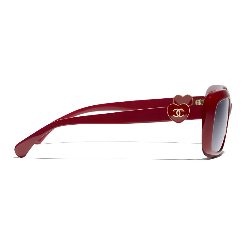 CHANEL Rectangular Sunglasses Unisex Red-2