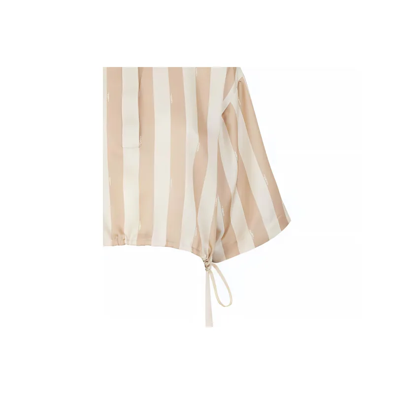 FENDI Striped Drawstring Hem Cropped Shirt-4