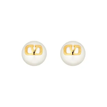 Valentino Brass Earrings Unisex White