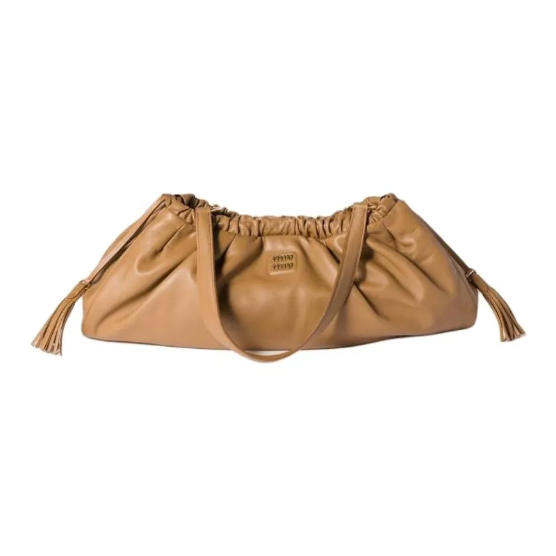 MIU MIU Joie Lambskin Handbag, Shoulder Bag Women's Caramel-0