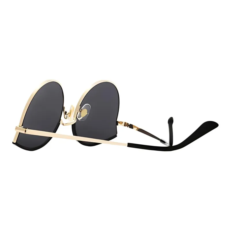 Stephane Christian Acetate Metal Irregular Shape Sunglasses Women's Black-3