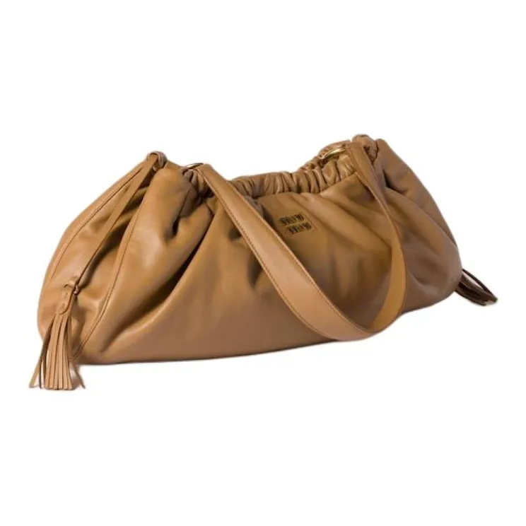 MIU MIU Joie Lambskin Handbag, Shoulder Bag Women's Caramel-1