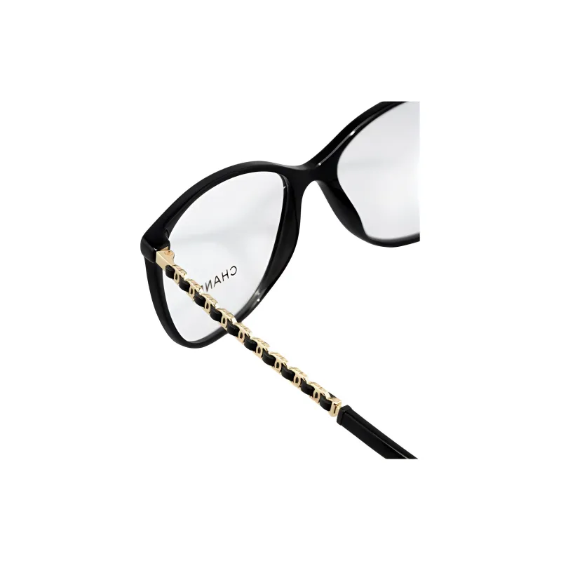 CHANEL Square Lambskin Chain Plate Frame Cat Eye Eyeglass Frames Unisex-4
