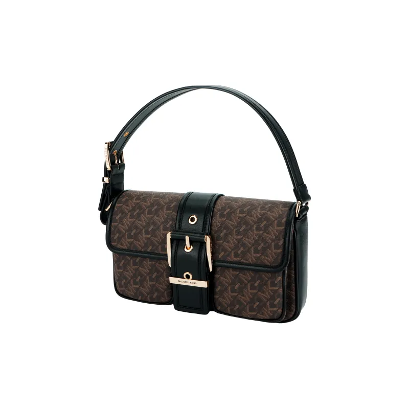 MICHAEL KORS Artificial Leather With Cow Leather Handbag, Shoulder Bag Regular Women's Dark Brown & Black-1
