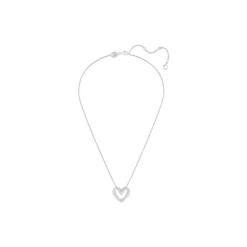 Swarovski Alloy Rhodium-Plated Faux Crystal Necklaces Unisex Silver-1
