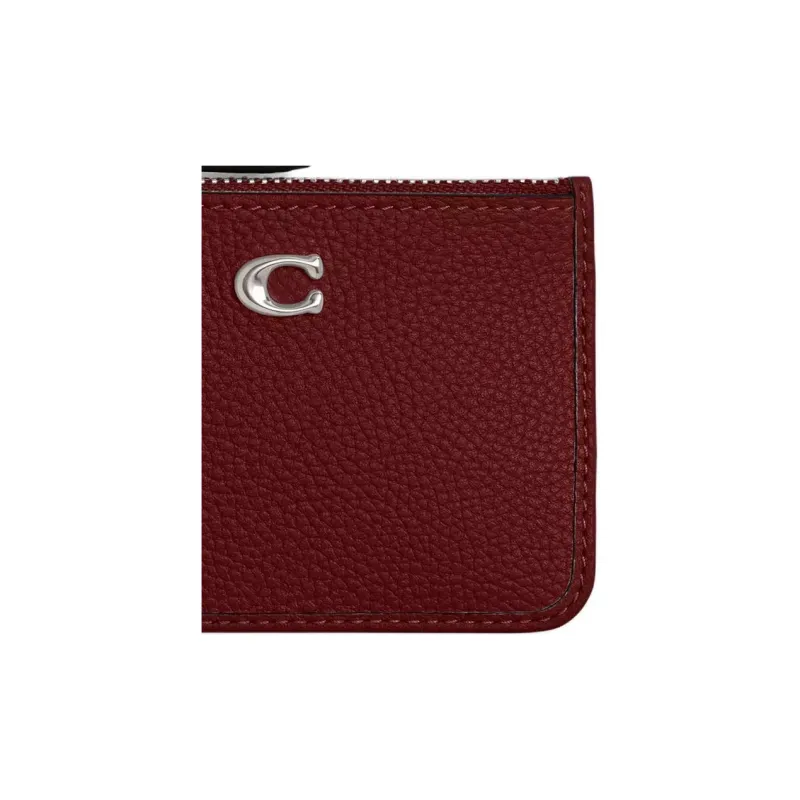 COACH Skinny Id Case Leather Wallet Mini Women's Dark Red Gemstone Color-4