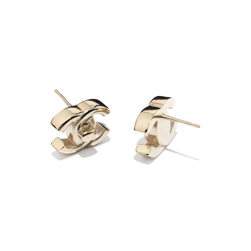 CHANEL Stud Earrings Women's Gold 1.6*1.2cm-1