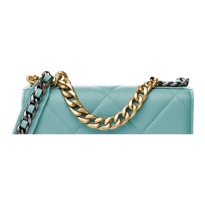 CHANEL 19BagWOC Shiny Lambskin Flap Bag Handbag, Shoulder Bag, Crossbody Bag Women's Lake Blue-4