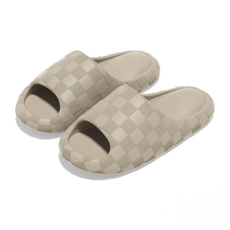 Lighthearted Summer Slippers EVA Square Checkered Squashy And Bouncy Feeling Thickened Slip Resistant Slippers-2