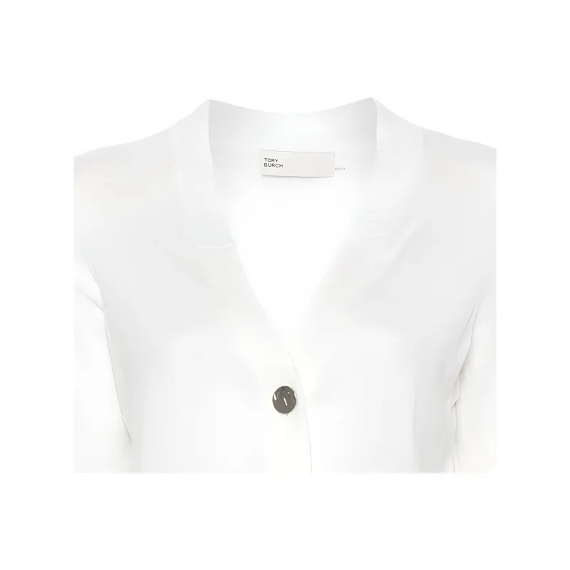 TORY BURCH Logo engraved Cotton Cardigan-2