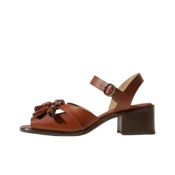 Hereu Boqueria Strap Sandals 5cm Women's Red Brown