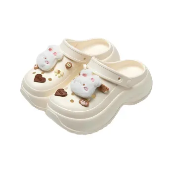 Lighthearted Clogs Cartoon Plush Pendant Slippers Beach Outdoor EVA Summer