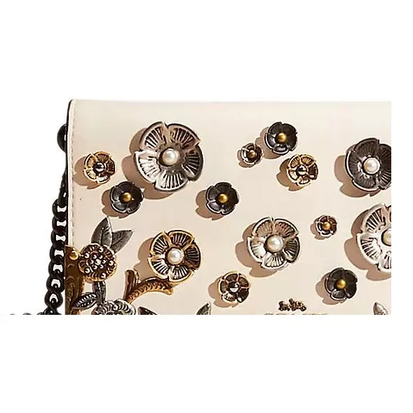 COACH Callie Glove Tanned Leather One Shoulder Clutch Small Size Women's Chalk White-4
