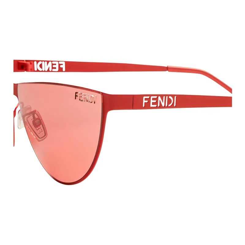 FENDI Metal Irregular Shape Sunglasses Unisex Red-2
