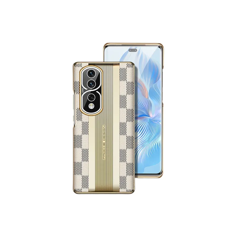 YAQIANTU Vegan Leather Material Phone Cases Compatibility With Honor 80/80 Pro/70/Magic 4/4 Pro Business Formal Luxury-3