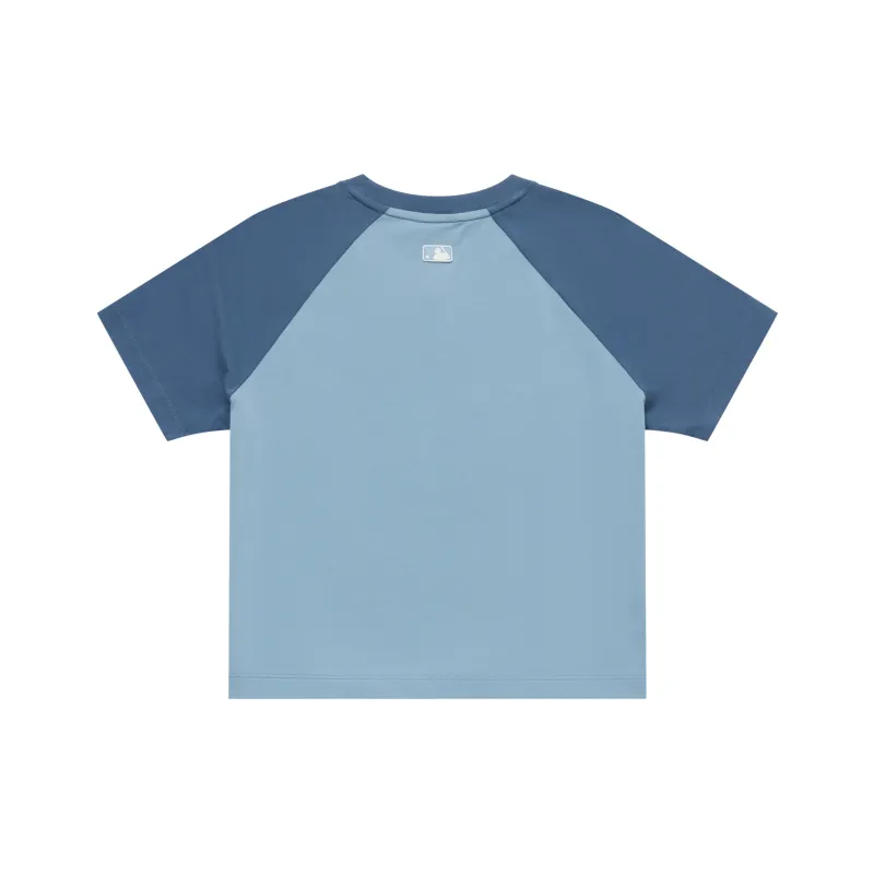 MLB Preppy Style Collection Los Angeles Dodgers SS25 Raglan Sleeve T Shirt Women's Light Denim-1