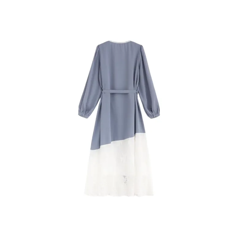 FEIERDAOSHANGDEMAO Long Sleeved Dresses Women's Blue-1