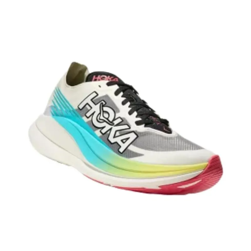 HOKA ONE ONE ROCKET X 2 Anti Slip Wear Resistant Low Top Casual Running Shoes Unisex White Gray-3