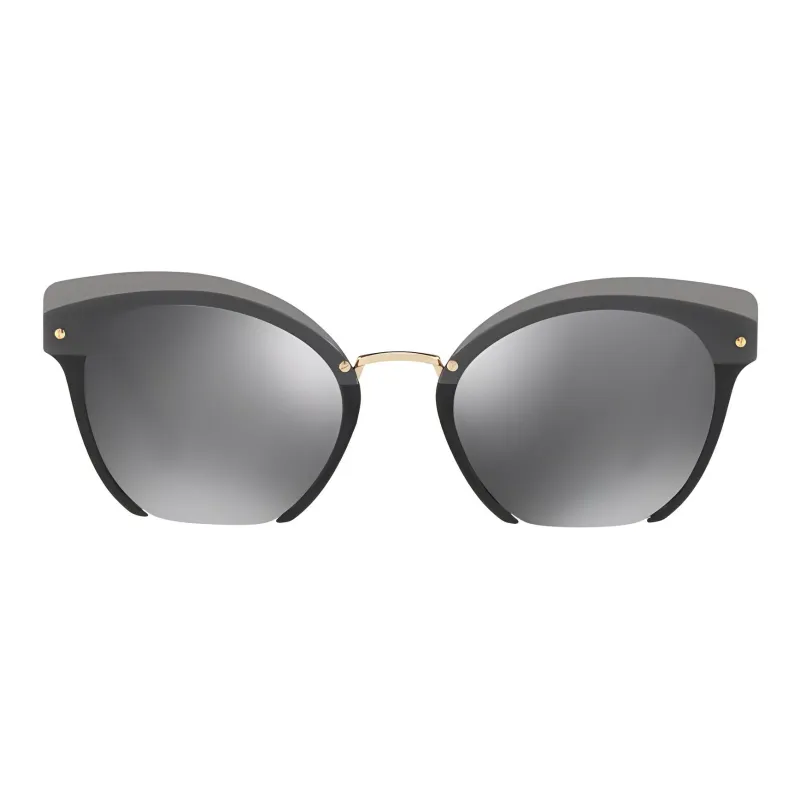 MIU MIU Acetate Metal Oval Sunglasses Women's Black-1