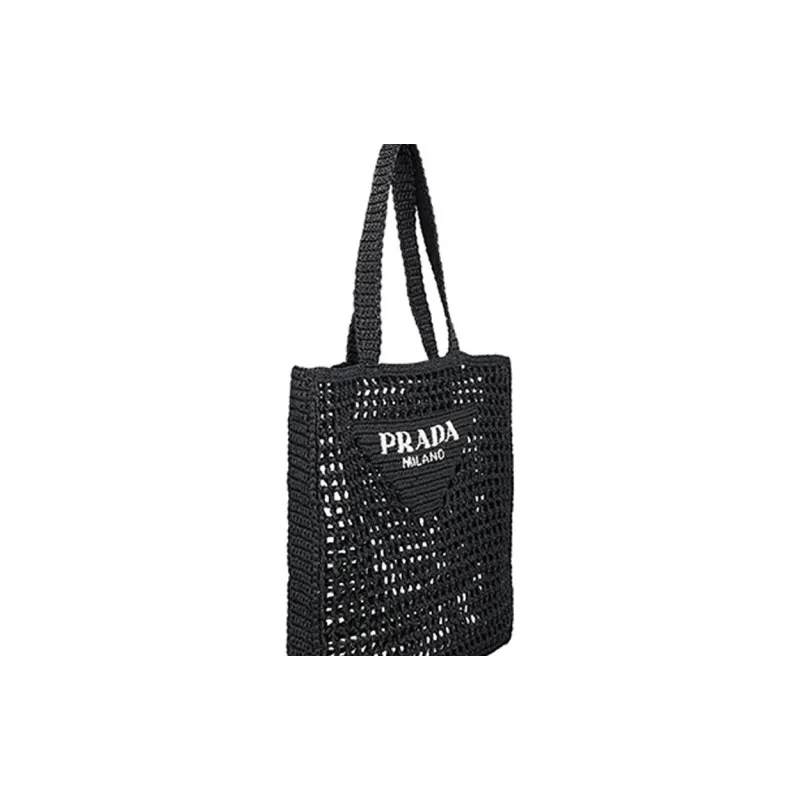 PRADA Cotton Tote Bag Shopping Bag Handbag Regular Men's Black-4