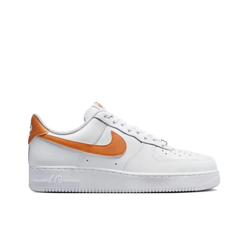 Nike Air Force 1 Anti Slip Wear Resistant Low Top Skateboard Shoes Men's White Orange-1