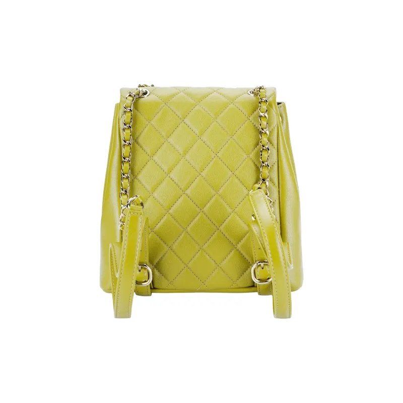 CHANEL Duma Calfskin Backpack Medium Size Women's Olive Green-3